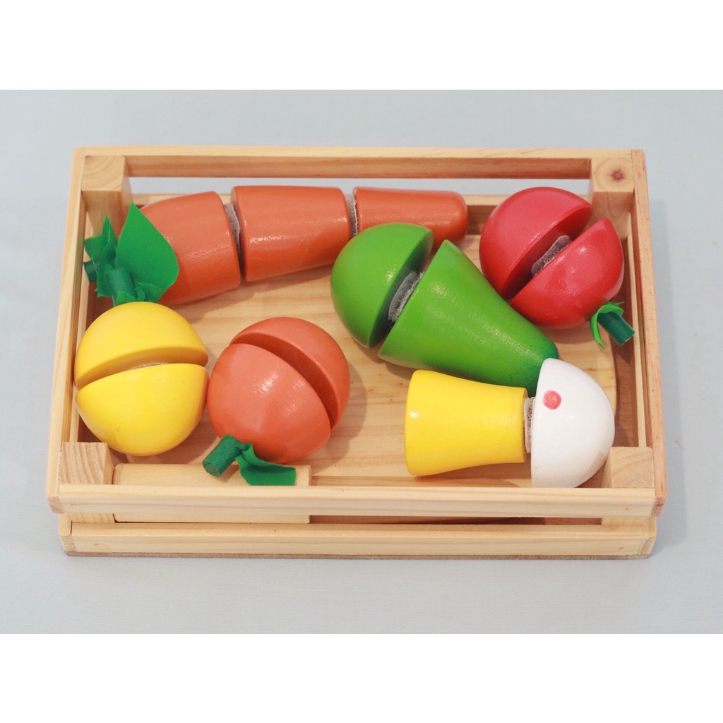 Đồ chơi gỗ bộ cắt rau củ quả Winwintoys Tăng khả năng nhận biết màu sắc tên các loại trái cây Rèn luyện cơ cánh tay