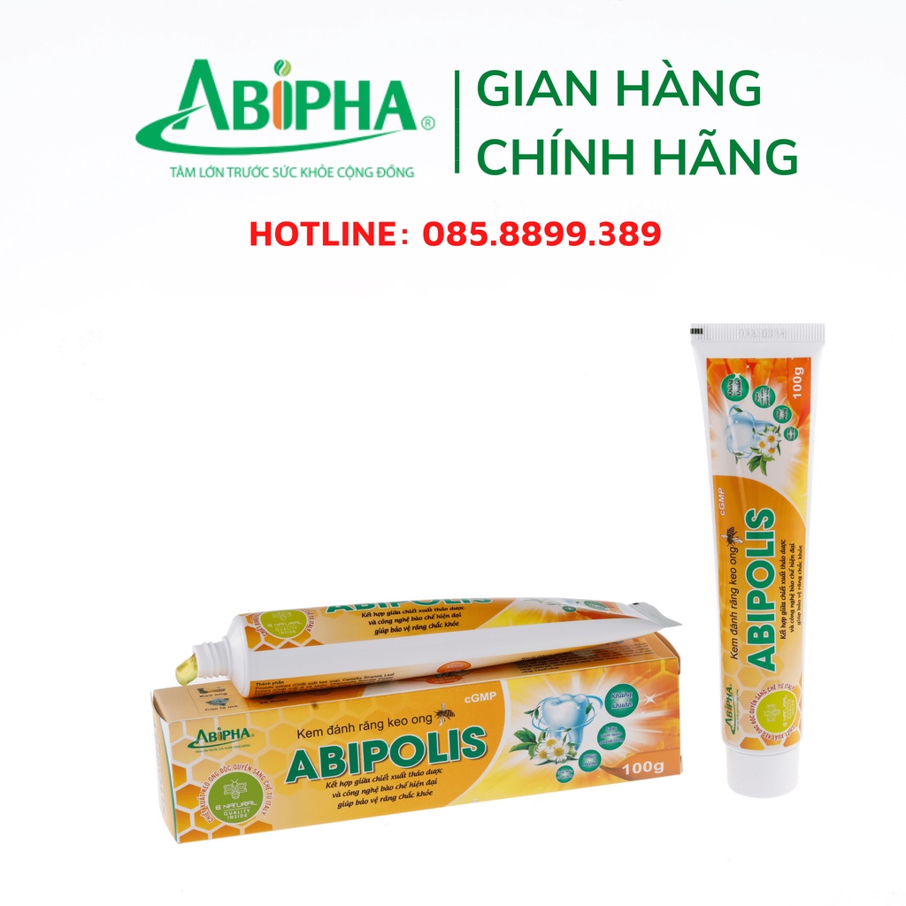 Kem Đánh Răng Keo Ong ABIPOLIS 100G Ngăn Ngừa Vi Khuẩn Giúp Hơi Thở Thơm Lâu Ngừa Nhiệt Miệng Và Chảy Máu Chân Răng