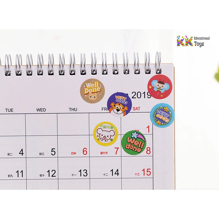 Giáo cụ dạy học: COMBO 10 tờ sticker lời khen tiếng Anh hình ngộ nghĩnh- KKstore