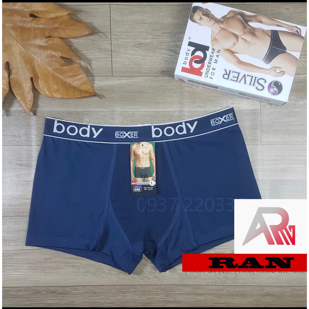 Quần xịp nam BODY boxer vải thun lạnh pha lụa siêu mát - Sịp đùi BODY Silver 802