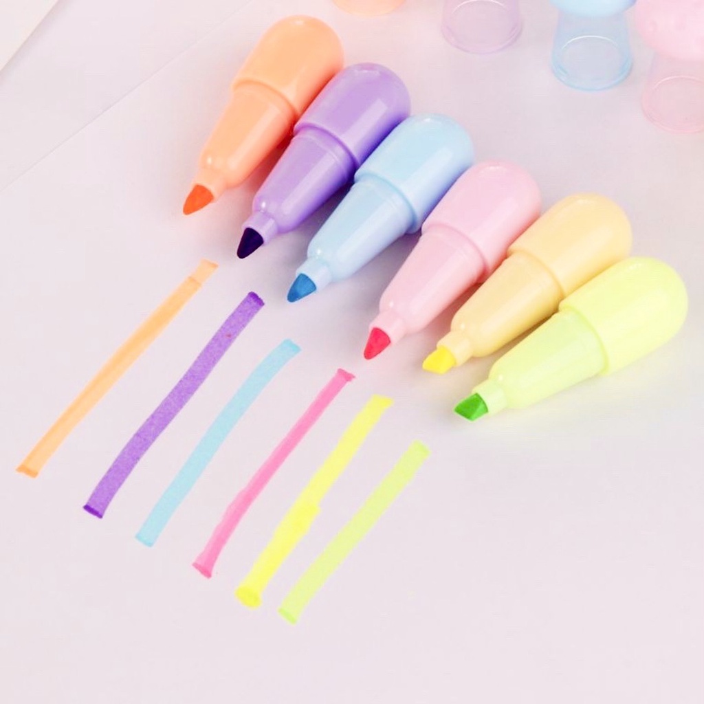 Bộ 6 Bút nhớ, Bút dạ quang Dòng Highlight Hình Nấm