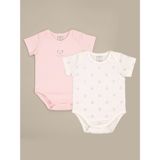 Quần áo liền thân cho bé Nous set 2 bộ liền thân ngắn tay xanh, hồng trắng size cho bé từ 6 tháng đến 18 tháng