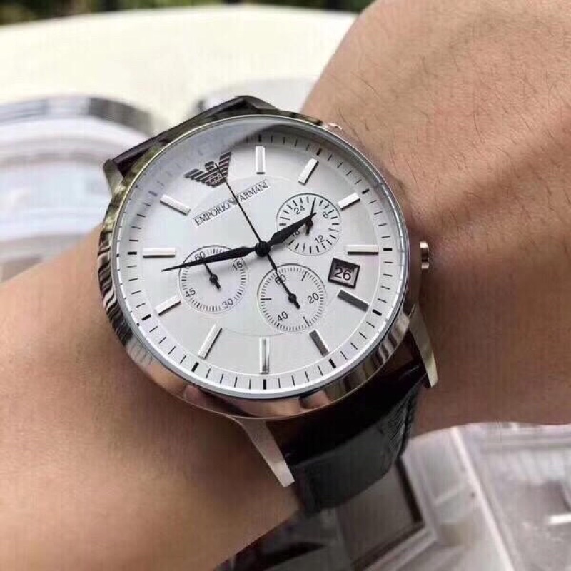 Đồng Hồ Nam Armani AR2447 Dây Da Size 40mm Chạy Full 6 Kim Lịch Ngày Hàng Cao Cấp - Bảo Hành 24 Tháng