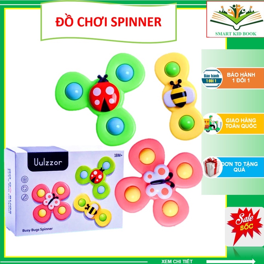 Set 3 Con Quay Đồ Chơi Fidget Spinner Dán Tường, Thiết Kế Hình Động Vật Hoạt Hình Độc Đáo Dành Cho Bé