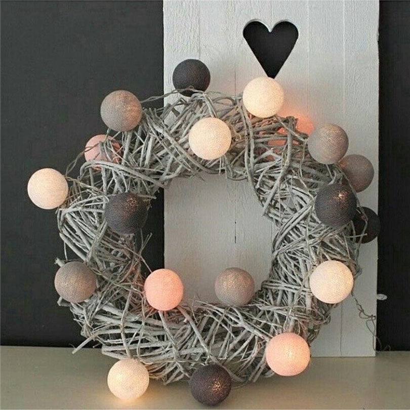 Dây đèn LED 20 bóng cotton trang trí phòng ngủ