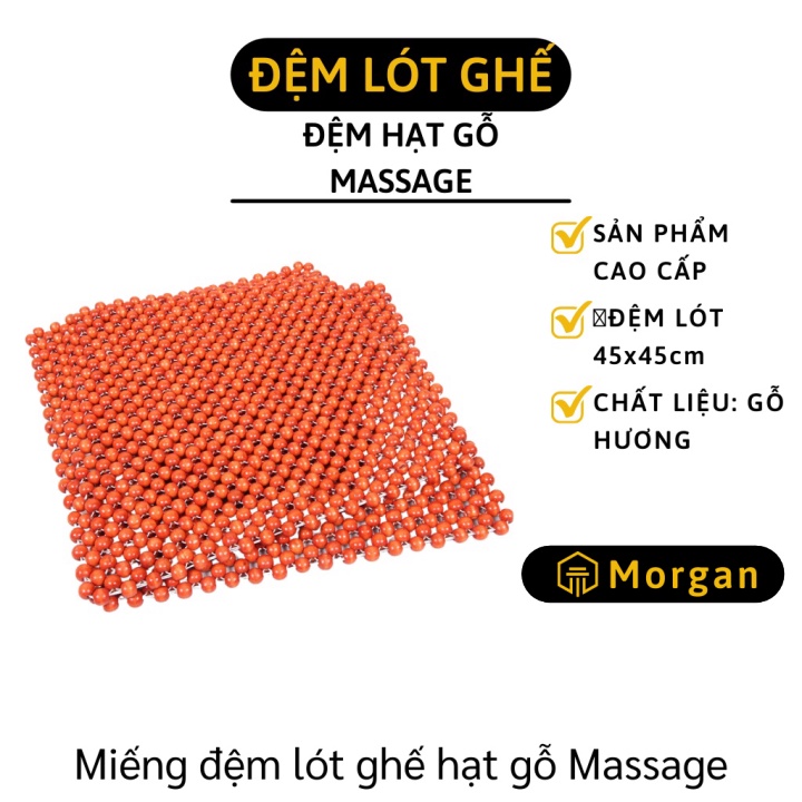 Miếng Đệm Lót Ghế - Miếng Lót Ghế Xe Hơi Có Hạt Gỗ, Chống Nóngg, Massage Cao Cấp 45cm 7464