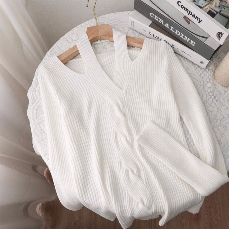 áo len nữ cổ v