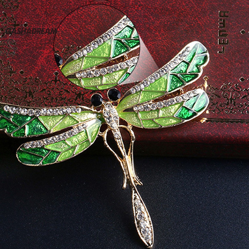 ♉GD Fashion Women Dragonfly Shiny Rhinestone Brooch Pin Jewelry Scarf Accessory