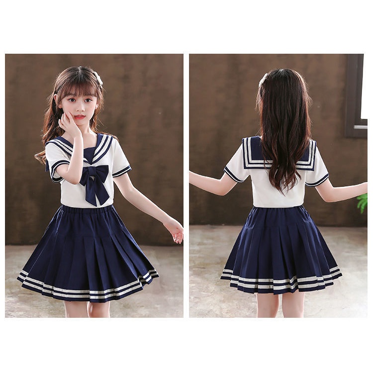 Bộ Đồng Phục Thủy Thủ Ngắn Tay Thời Trang Mùa Hè Cho Bé Gái