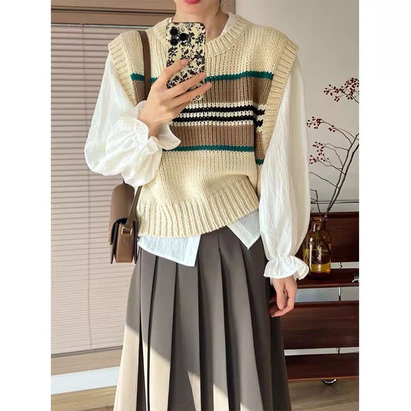 Áo gile vintage màu độc đáo, cá tính phong cách hàn quốc