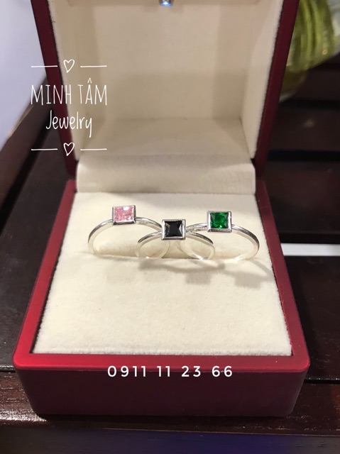 Nhẫn nữ midi bạc ta đá nhiều màu-Minh Tâm Jewelry