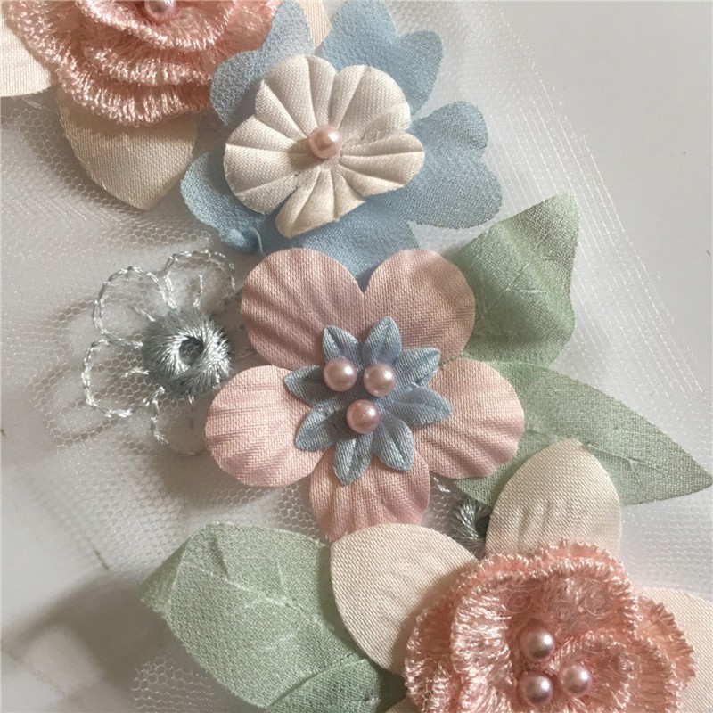 Set 2 Phụ Kiện Ren May Vá 3d Trang Trí Quần Áo Xinh Xắn