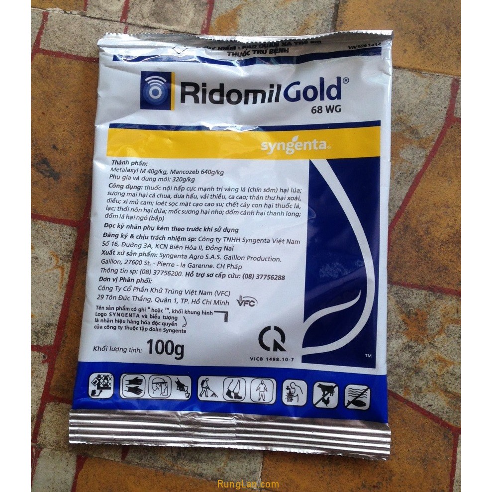 Thuốc trừ nấm bệnh Ridomil Gold 68WG 100g cho phong lan, hoa hồng