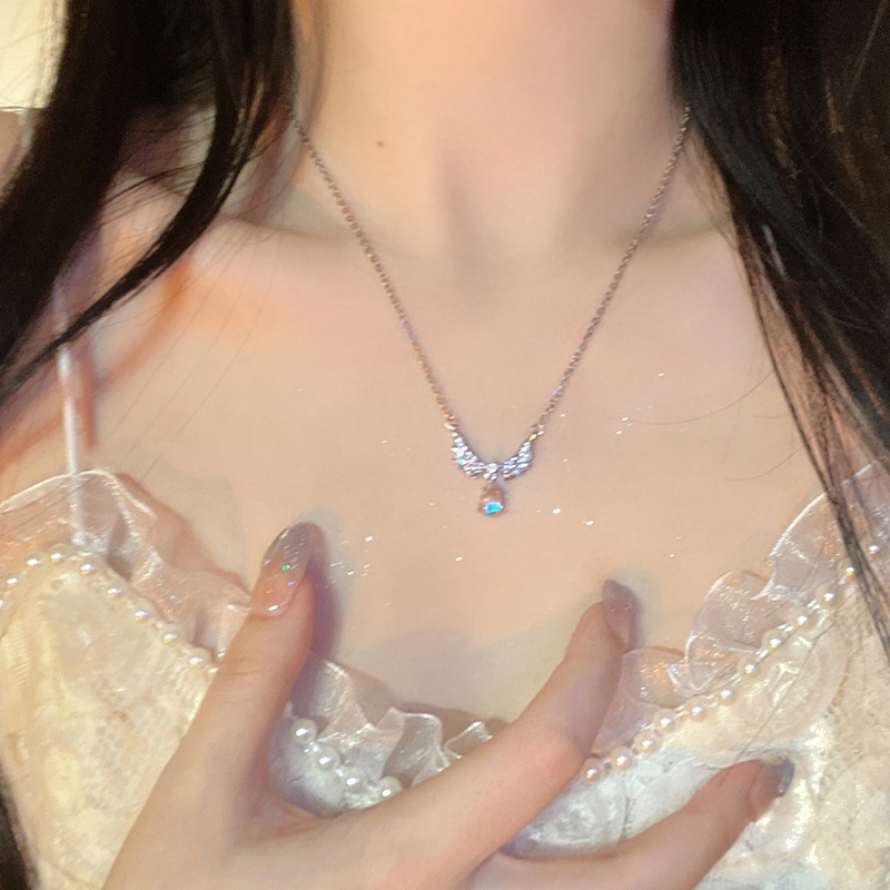 Vòng cổ Mặt Đôi Cánh Thiên Thần Đính Đá Nhiều Màu Thời Trang Cho Nữ