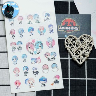 Sticker Ram - Rem (Anime Re: Zero) - Hình dán Anime