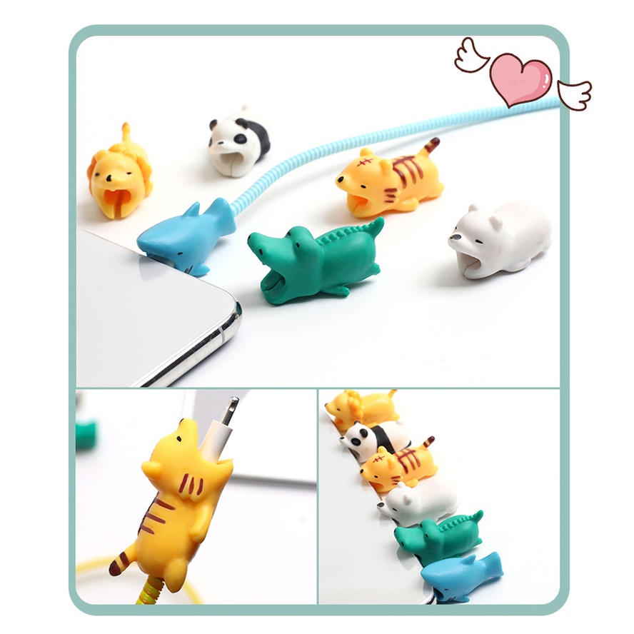 Vỏ Bọc Bảo Vệ Dây Cáp Sạc USB Hình Thú Hoạt Hình Dễ Thương Cho iPhone Samsung Huawei Oppo