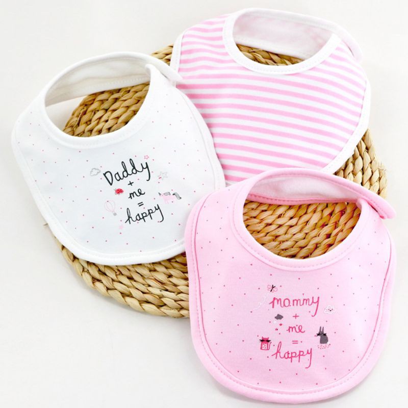 Set 3 Yếm Ăn Cotton Xinh Xắn Dành Cho Bé