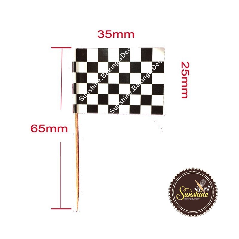 25 Lá Cờ Đua Xe Trang Trí Bánh Kem Sinh Nhật Cắm Bánh Topper Cake