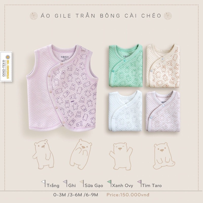 [Hrnee] Áo gile  sơ sinh cho bé trai/bé gái