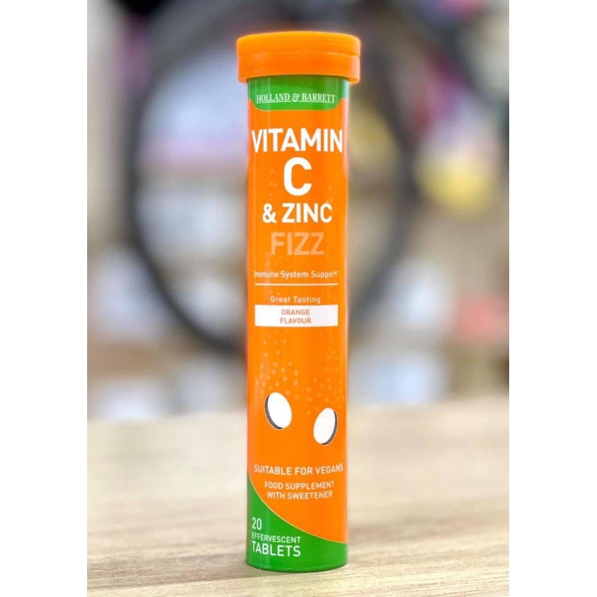 Viên sủi bổ sung Vitamin C &amp; Zinc Holland &amp; Barrett Anh Quốc (UK) 1000mg 20 viên