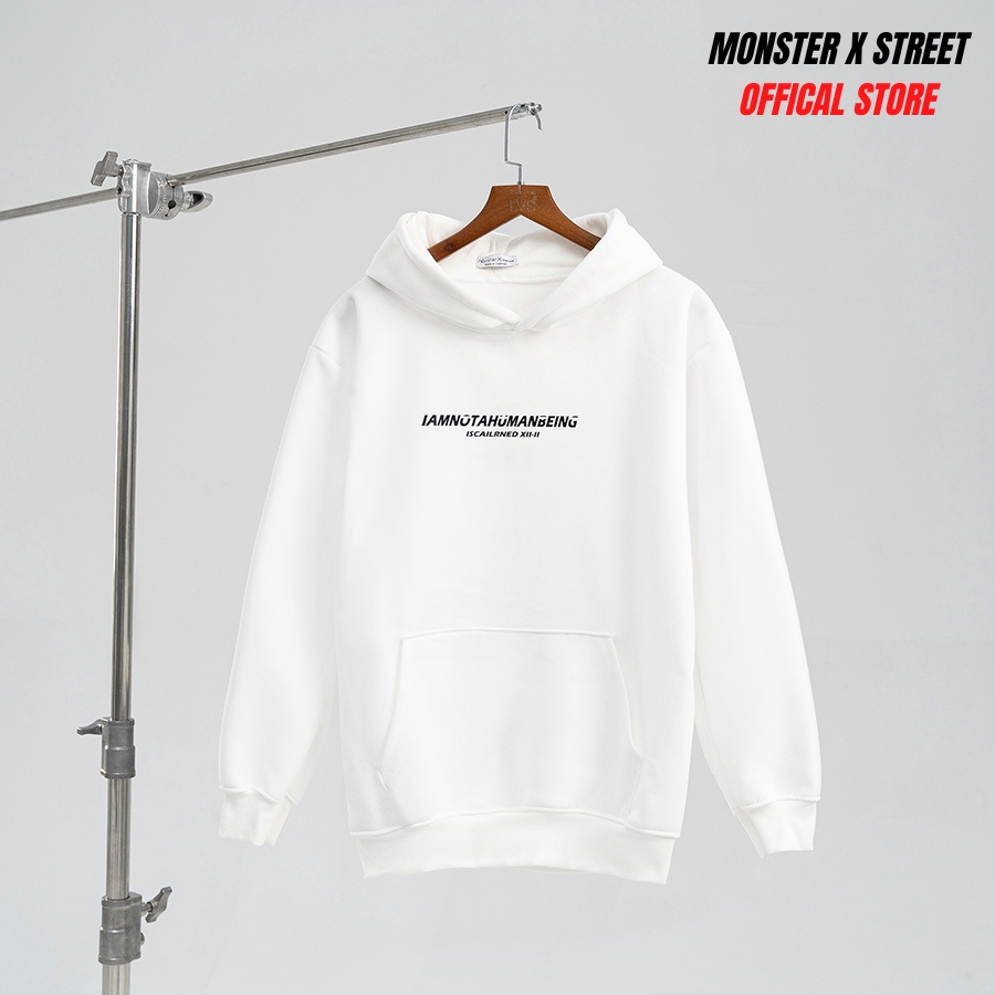 Áo hoodie nỉ bông Monster X Street Human White nam nữ form rộng thu đông Local Brand