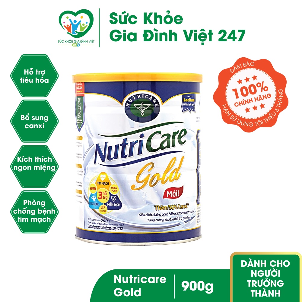 Sữa Nutricare Gold 900g - Sữa dành cho người lớn và trẻ trên 10 tuổi