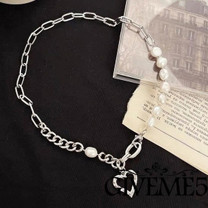 Dây chuyền mặt hợp kim mặt trái tim đính ngọc trai nhân tạo thời trang sành điệu cho nữ