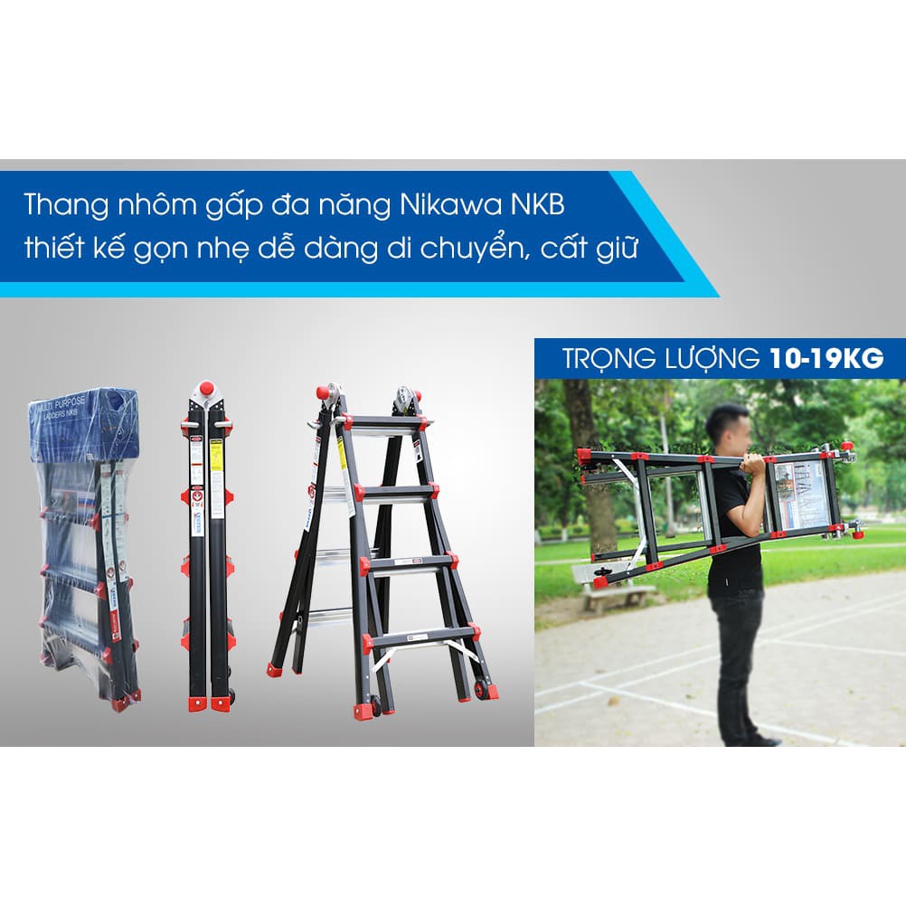 [XẢ KHOT] Thang nhôm gấp đa năng Nikawa NKB-44 chính hãng BH 24T