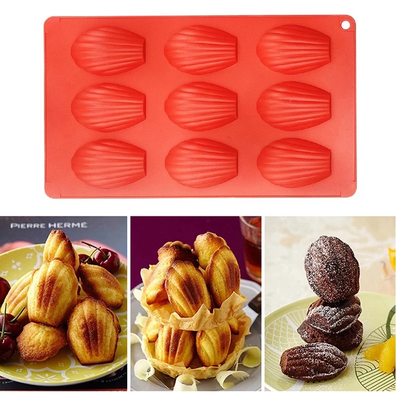 Khuôn Silicone Làm Bánh Tạo Hình Vỏ Sò 9 Ngăn Tiện Dụng