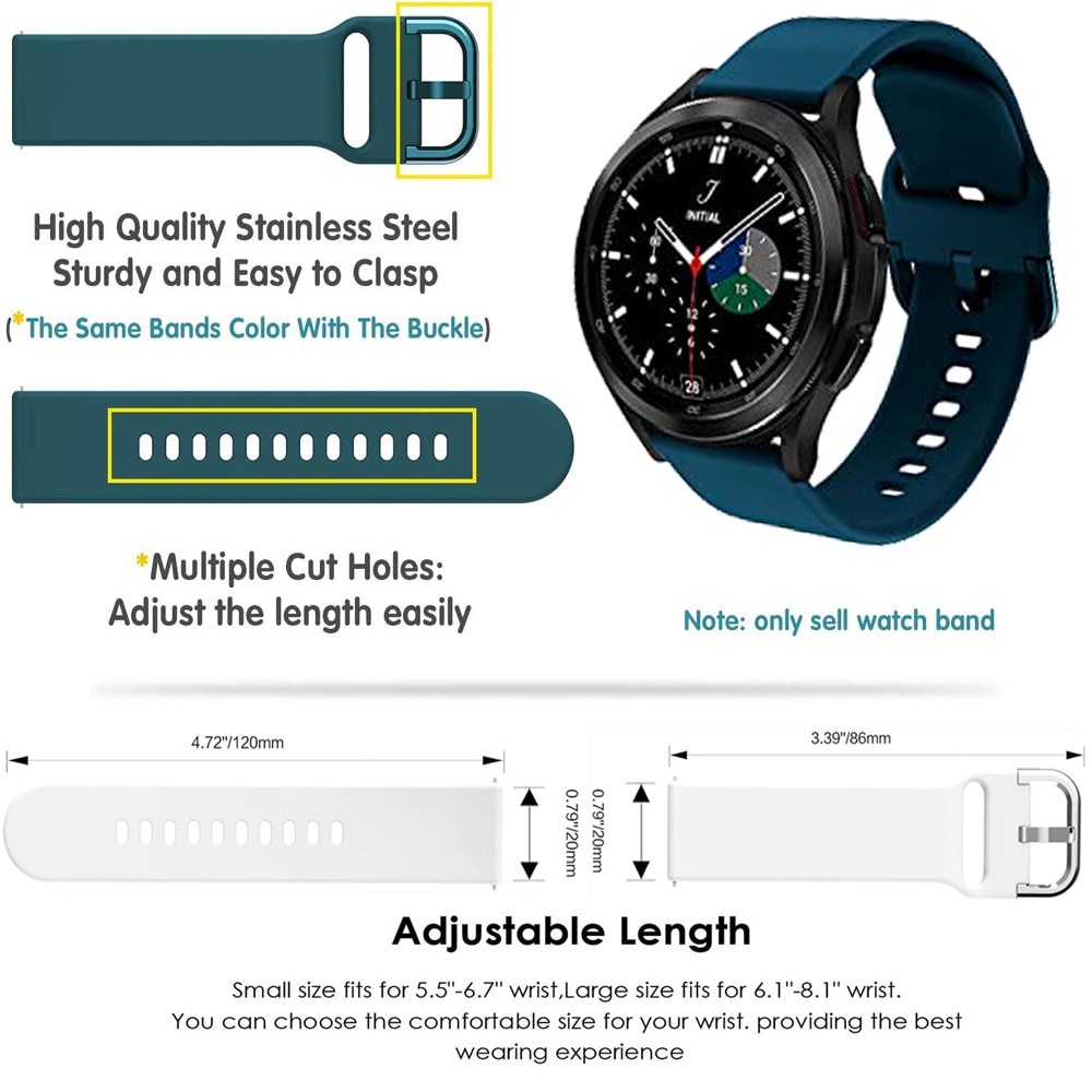 Dây đeo đồng hồ bằng silicon 46mm 42mm 40mm 44mm 41mm 45mm dành cho Samsung Galaxy Watch 4 Classic/3/Active 2