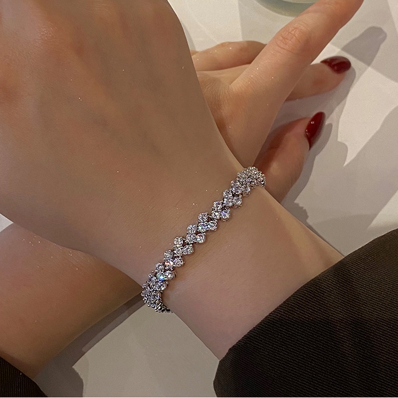 Vòng Tay Chuỗi Hạt Đá Zircon Lấp Lánh Sang Trọng Cho Nữ
