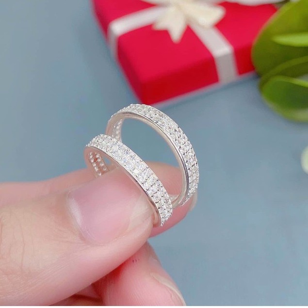 Nhẫn Bạc Nữ Cao Cấp S99 CaoBac Silver Đính Đá Hai Hàng Phong Cách Đơn Giản Nhẹ Nhàng