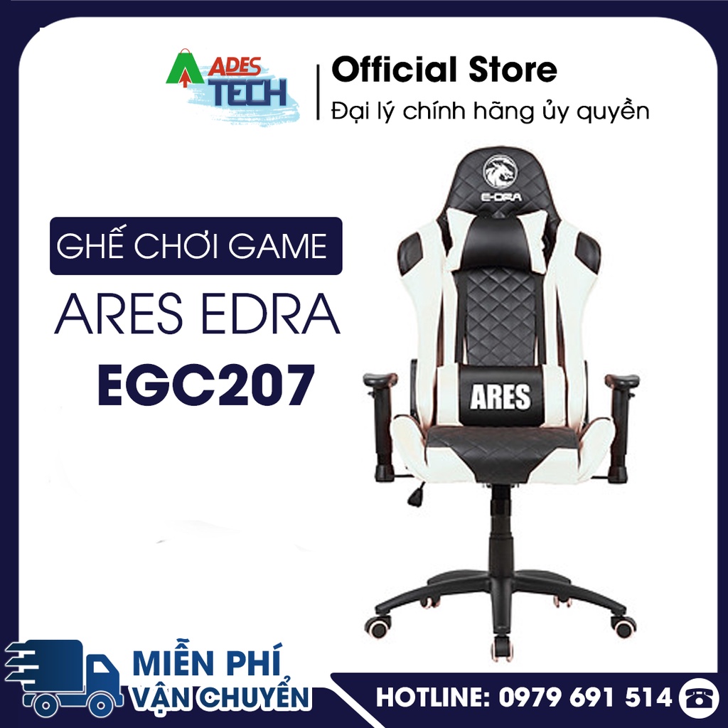 Ghế Gaming Ares EDRA EGC207 - Ghế Gaming cao cấp - Màu Đen, trắng, đỏ - Chất liệu: Da PU dễ dàng