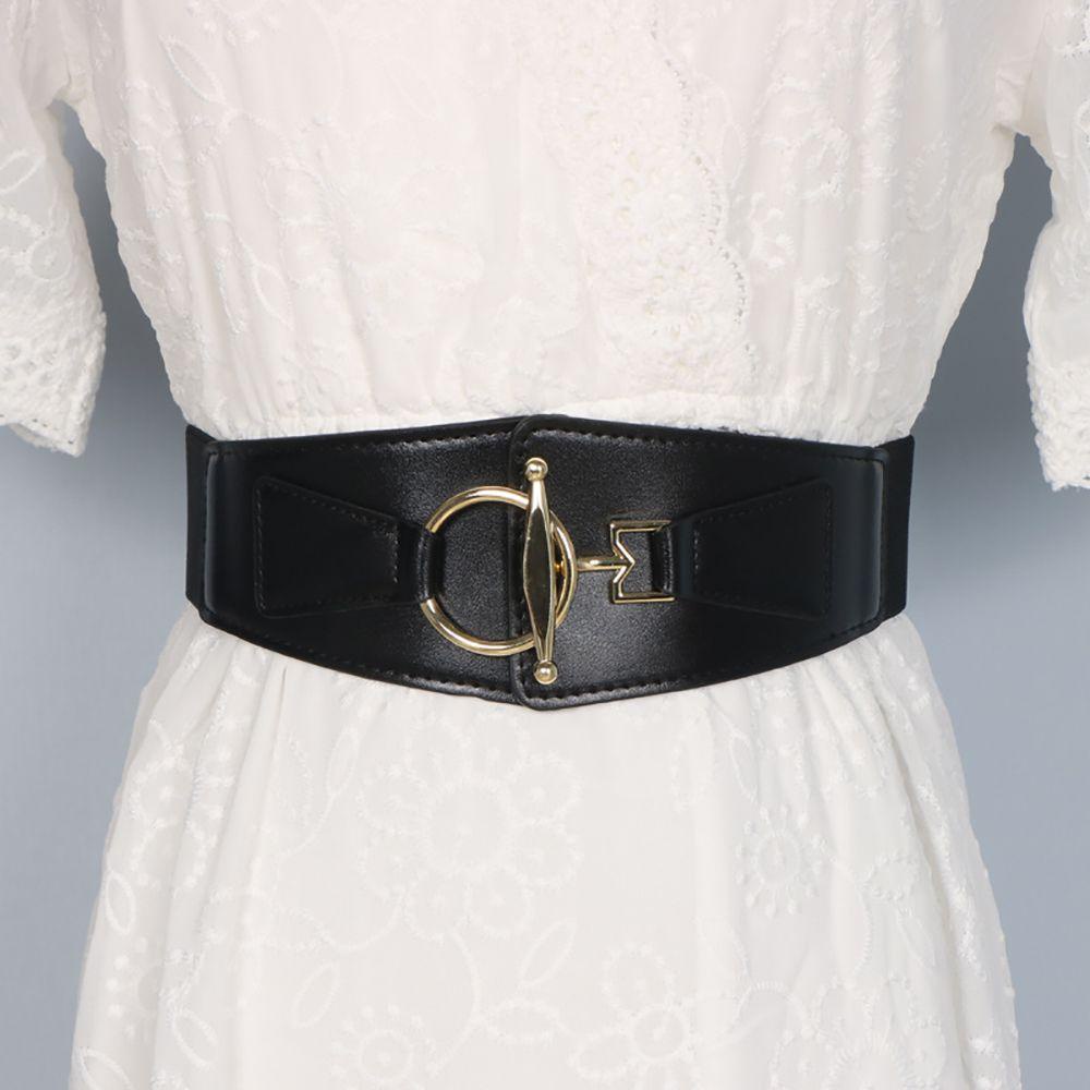 Thắt Lưng Da PU Co Giãn 2 Màu Phong Cách Retro Đơn Giản Cho Nữ