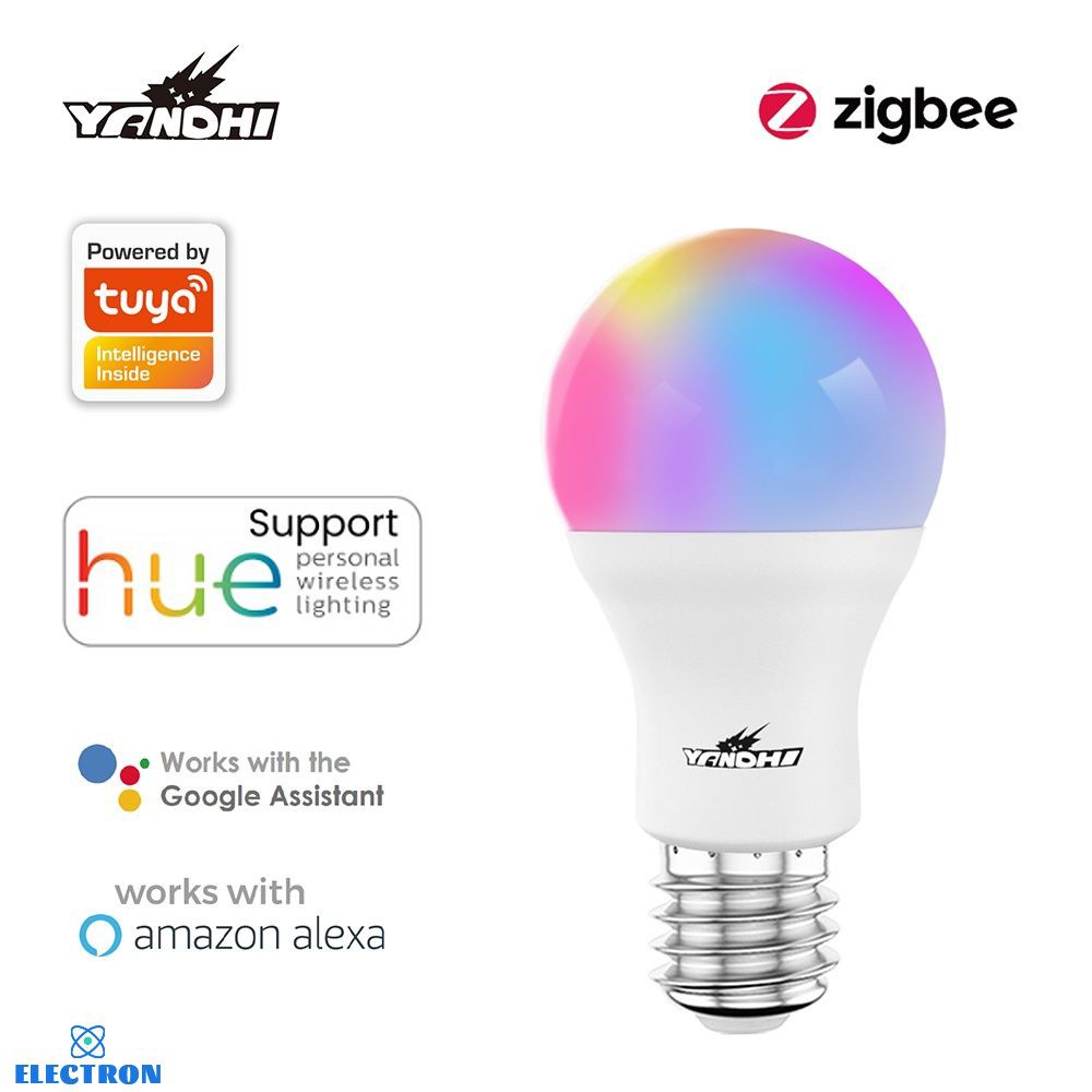 YANDHI Tuya Zigbee 3.0 Smart E27 LED Light Bulb Smart Life APP Remote Control Lamp RGB+W+C Dimmable Work with Alexa Google Assistant Automation