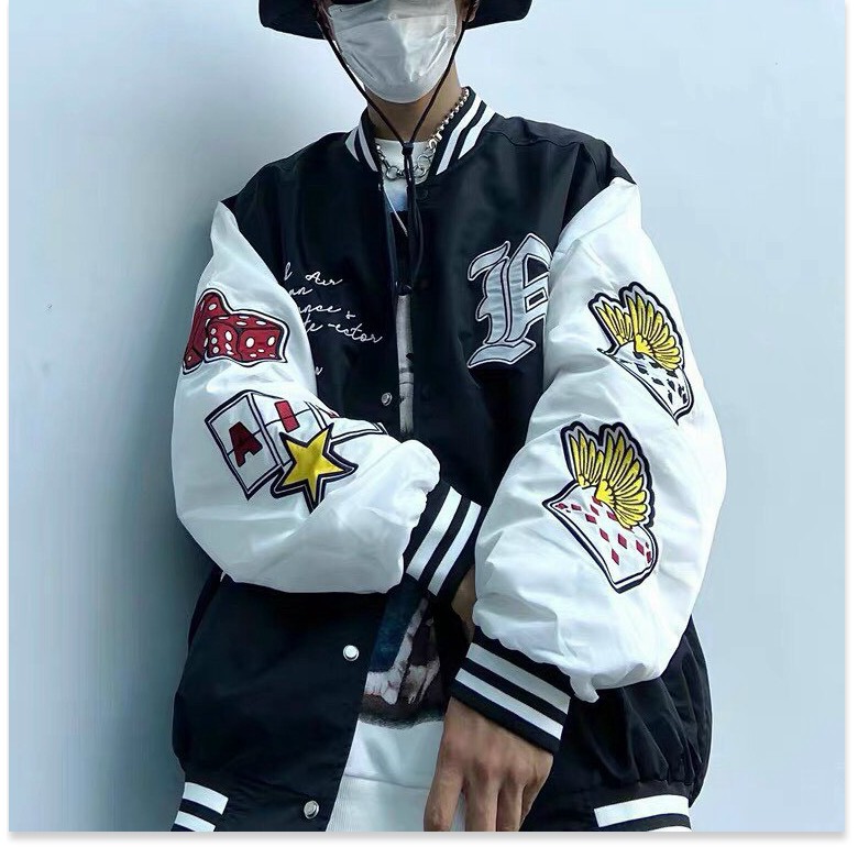 ÁO KHOÁC DÙ BOMBER NAM,THIẾT KẾ HỌA TIẾT HÌNH VÀ CHỮ SIÊU NGẦU  THỜI TRANG KME.STORE