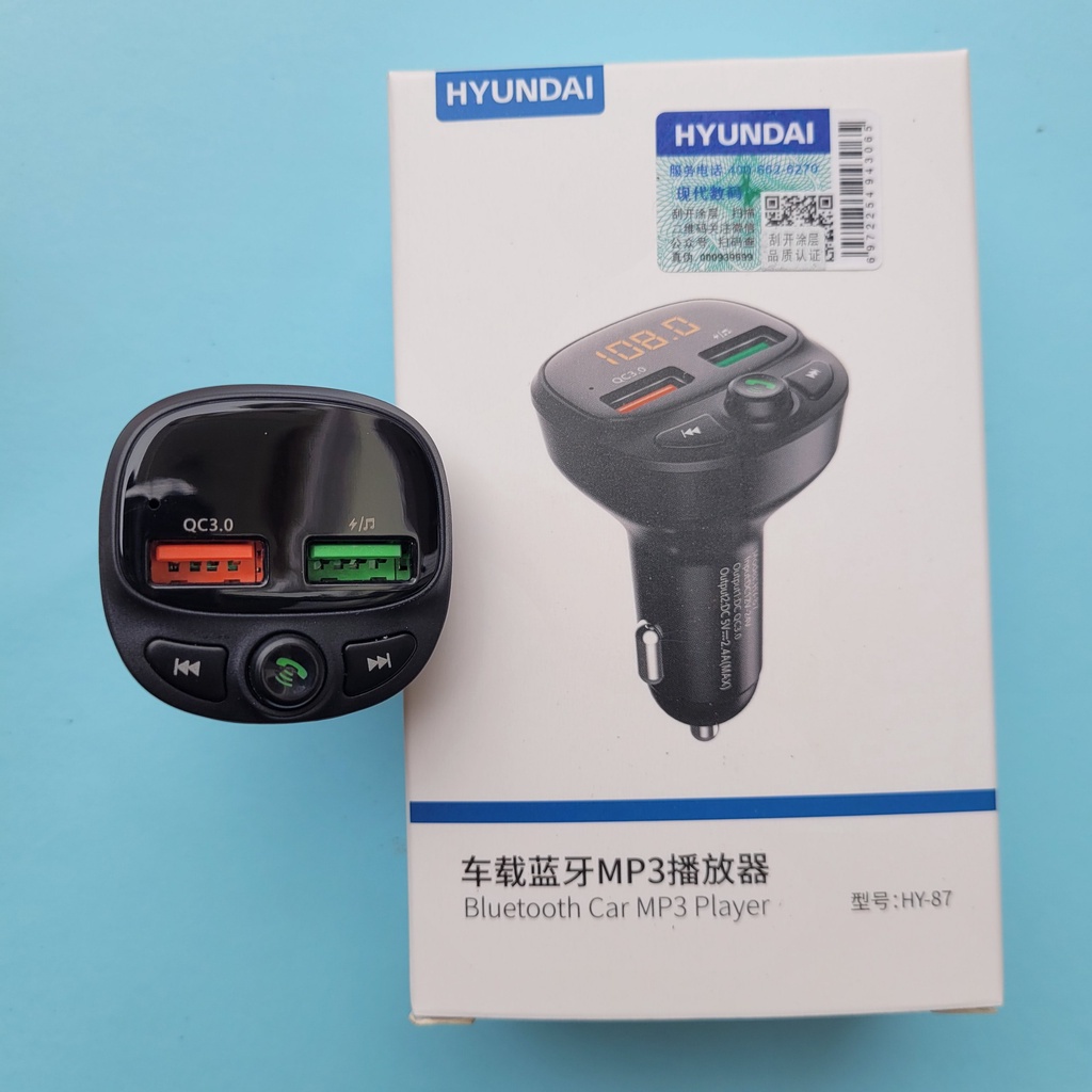 Tẩu Nghe Nhạc Bluetooth Kiêm Sạc Nhanh Hyundai HY-87 Sạc Pin, Nghe Điện Thoại Rãnh Tay