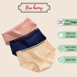 Set 5 quần lót nữ [𝑺𝑰𝑬̂𝑼 Đ𝑬̣𝑷] Quần chíp nữ gân tăm viền ren, quần lót nữ được  làm từ sợi tre kháng khuẩn mặc siêu xinh