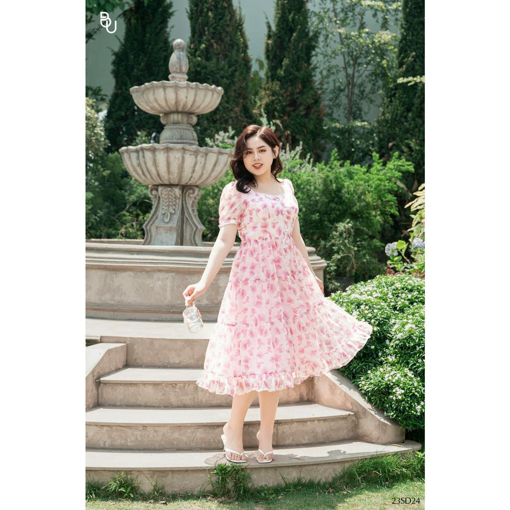 Đầm voan hoa cup ngực dáng dài BIGSIZE  - 23SD24 -
