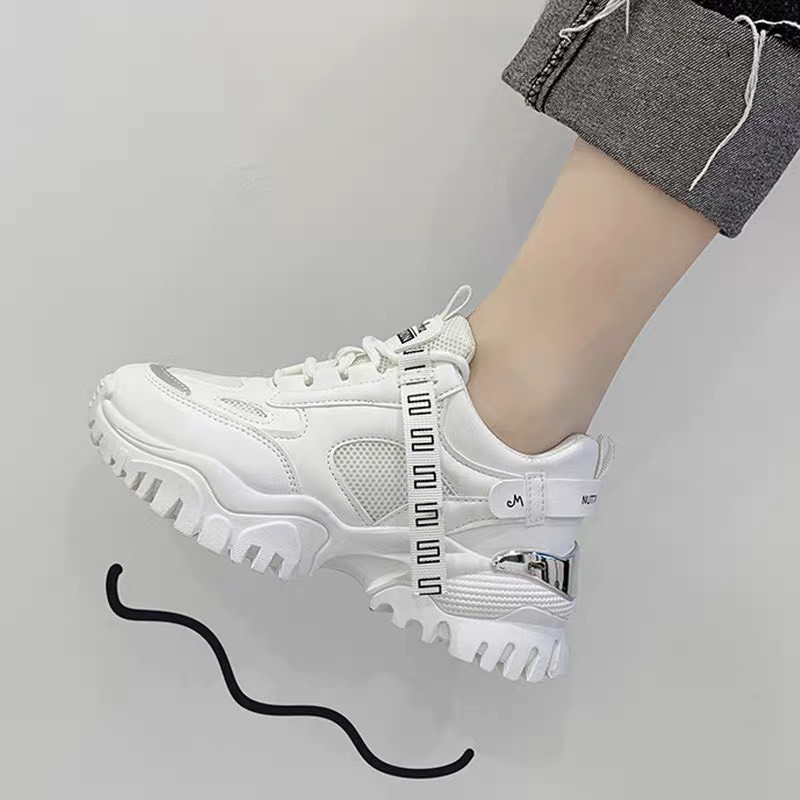 Giày nữ,giày thể thao sneaker nữ fashion đế răng cưa gót bạc siêu hót hít