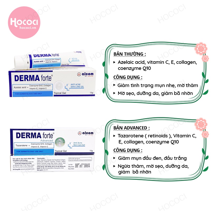 ✅[CHÍNH HÃNG] Gel Giảm Mụn, Ngừa Thâm Derma Forte 15G