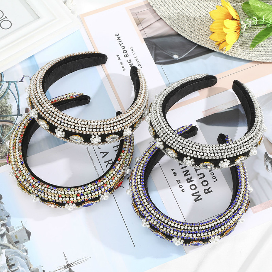 Băng Đô Cài Tóc Đính Đá Lấp Lánh Phong Cách Retro Cho Nữ