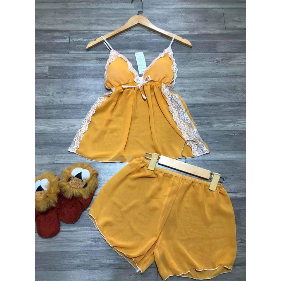 ĐỒ BỘ NGỦ VOAN SEXY CÓ MÚT NGỰC 54KG TRỞ XUỐNG TÙY CHIỀU CAO | BigBuy360 - bigbuy360.vn