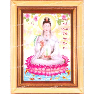 Tranh Thêu Chữ Thập 3D  + Kết Hạt Cườm, Hạt Hoa, Chỉ Tơ Tằm Nam Mô Quán Thế Âm Bồ Tát Y7021AB (Khách tự thêu) KT:36x48cm