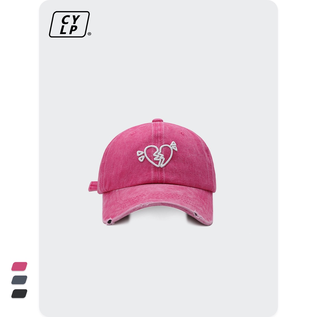 Nón Lưỡi Trai Mềm Thêu Hình Trái Tim Phong Cách Hip Hop Hàn Quốc