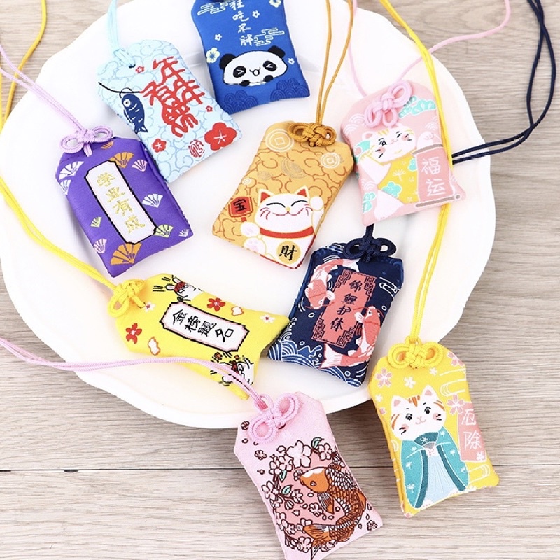 Túi Phước Omamori May Mắn Liugems Đeo Bên Người, Mix Đá, Thảo Mộc, Muối Hồng Himalaya Mang Tài Lộc, Tình Yêu