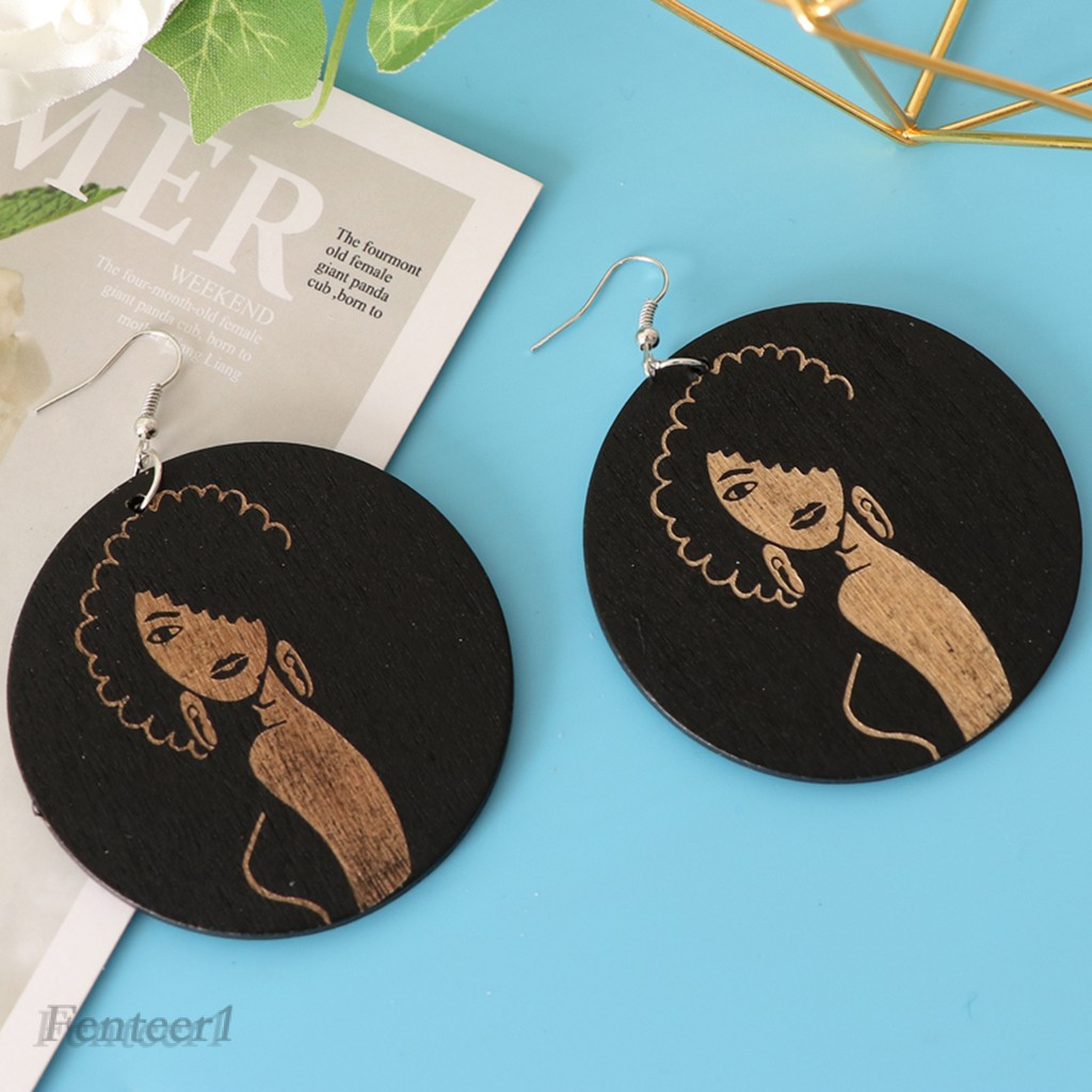 Bông Tai Kiểu Móc Hình Tròn Bằng Gỗ 1 Cái