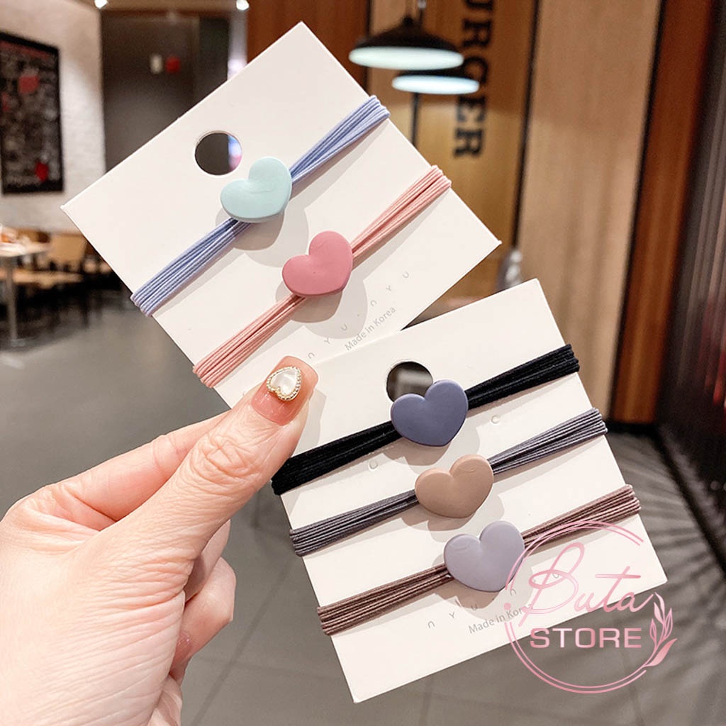 Dây Buộc Tóc Trái Tim Đơn Sắc Phong Cách Hàn Quốc Buta Ct35