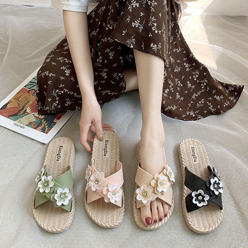 Giày Sandanl Đi Biển Hình Bông Hoa Xinh Xắn Nhiều Màu Sắc, Chất Nhựa Giả Cối Chống Nước, Chống Trơn Trượt