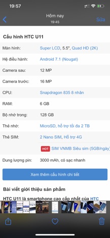 Điện Thoại HTC U11 ( 6GB/128GB ). Hàng cũ đẹp 90-95% .